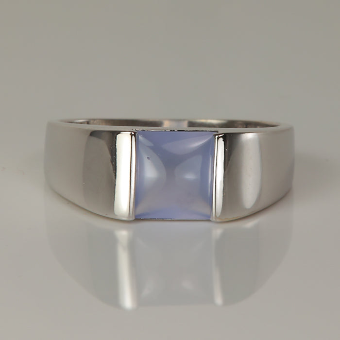 white gold light color chrysoprase gem ring