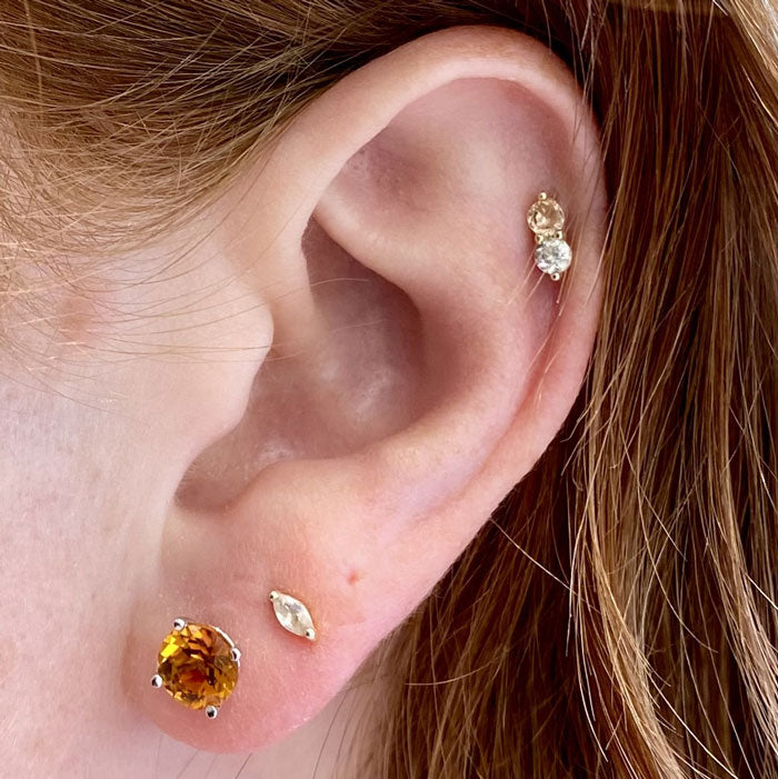 citrine gemstone stud earrings
