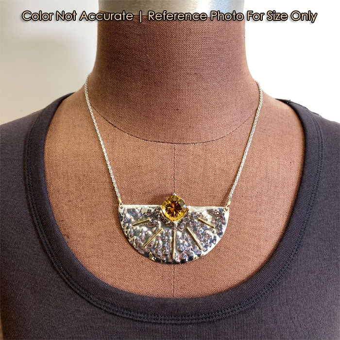 sterling silver yellow gold citrine gemstone pendant necklace wheat chain size