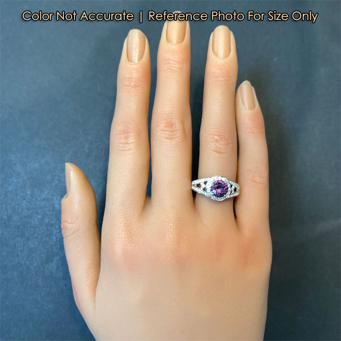 white gold garnet and diamond ring on hand size