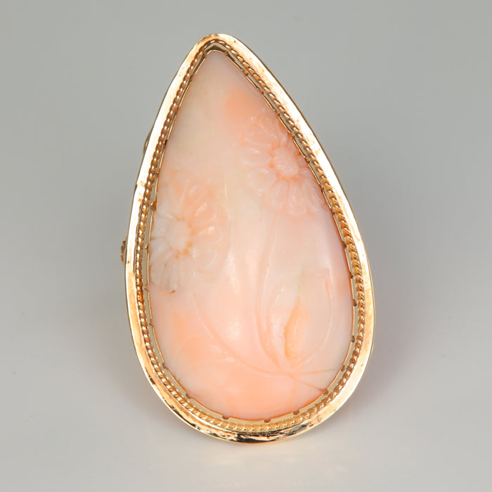 yellow gold coral statement ring
