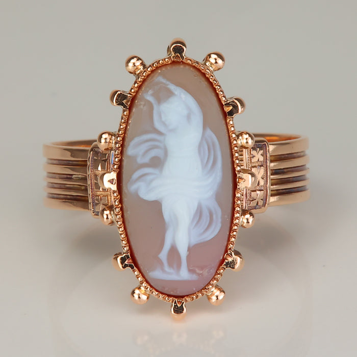 Gold cameo ring with dancer