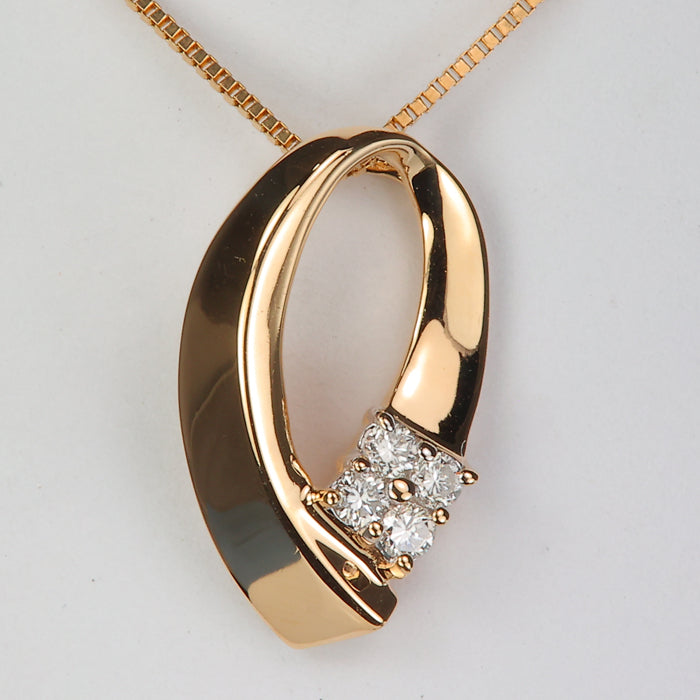 estate yellow gold slide pendant with diamonds