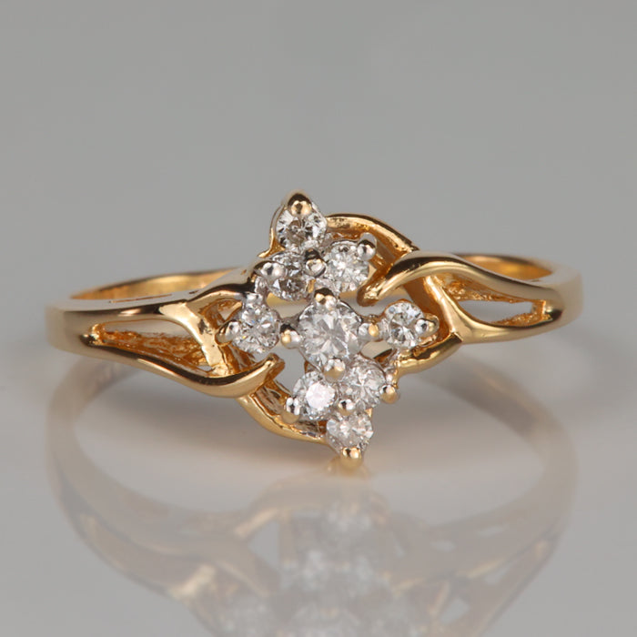 yellow gold diamond cluster estate ring