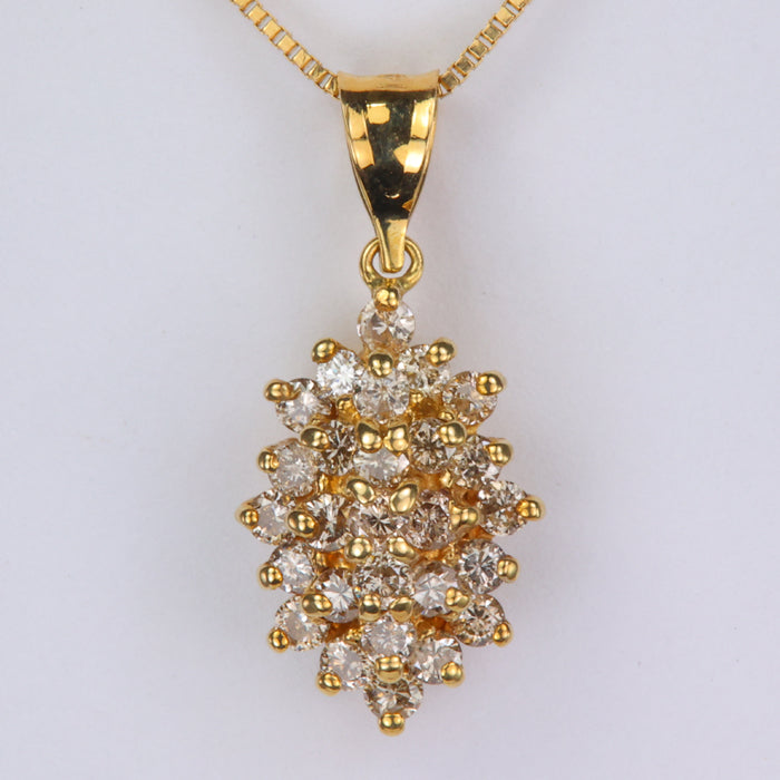 yellow gold diamond cluster estate pendant