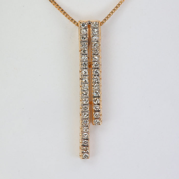 yellow gold modern diamond slide pendant
