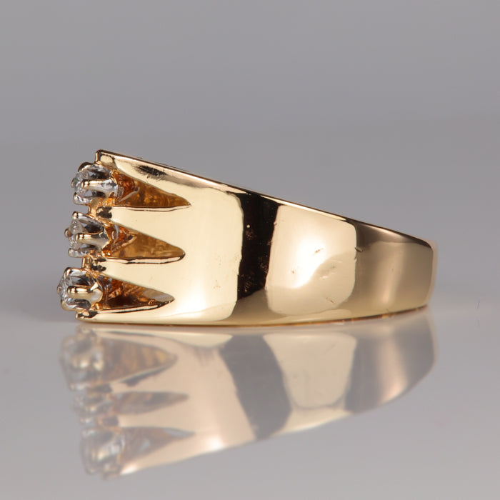estate yellow gold diamond ring pointed dome 