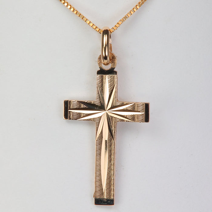 gold diamond cut cross pendant