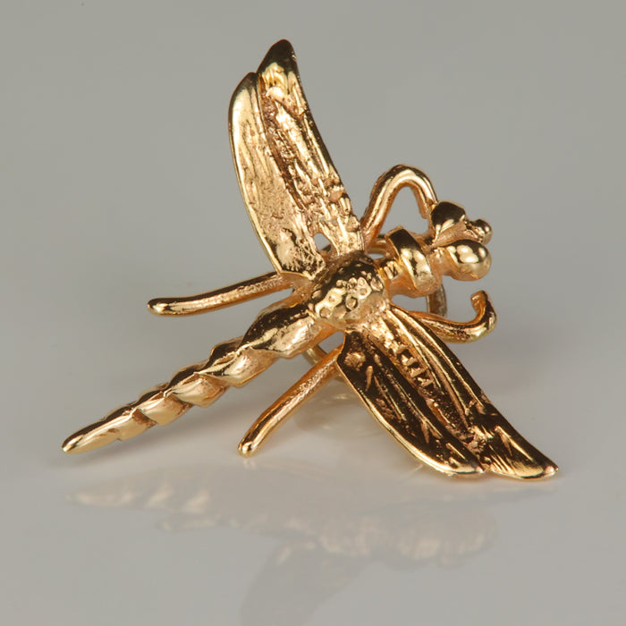 yellow gold estate dragonfly lapel pin