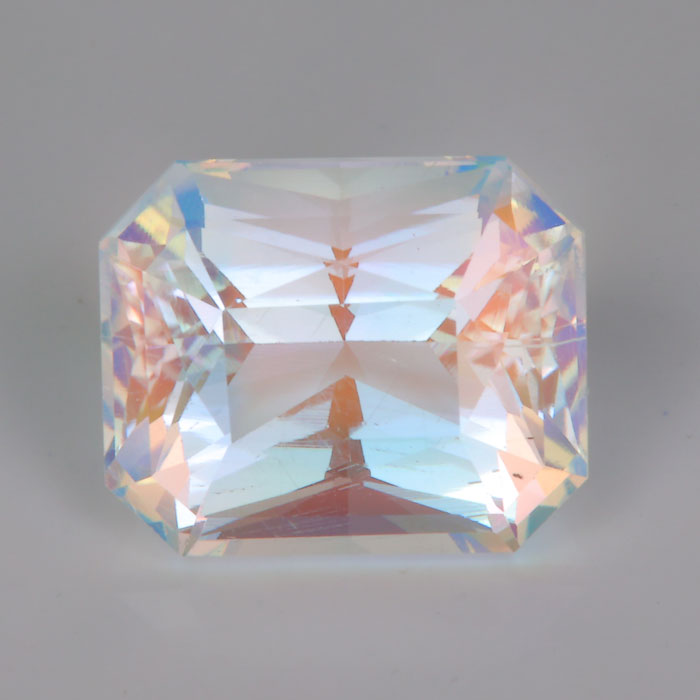 rainbow natural color moonstone gemstone emerald cut