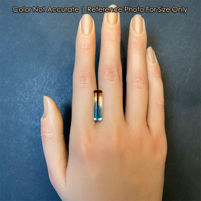 tri color tourmaline gemstone size to hand