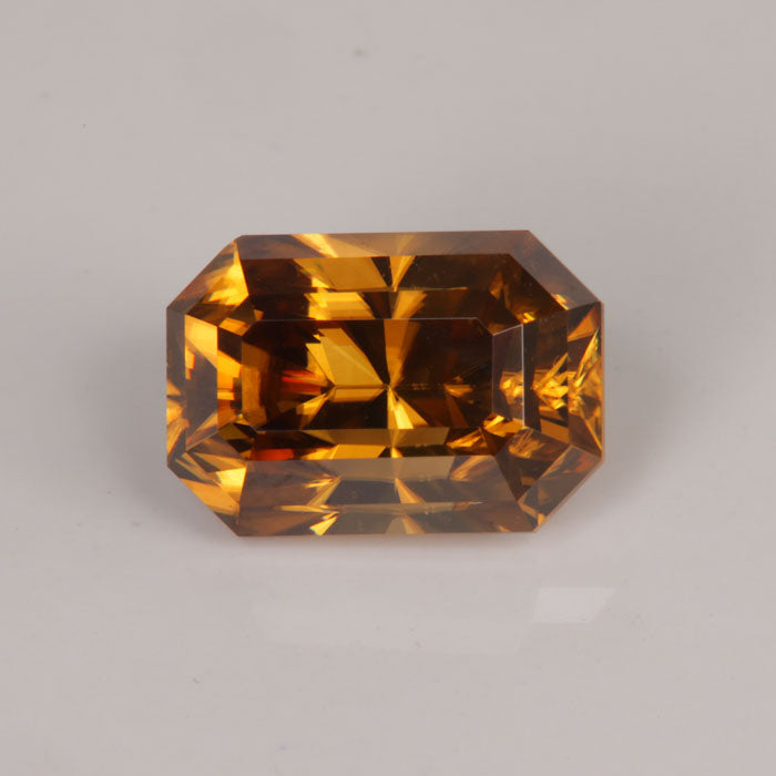 golden brown zircon gemstone emerald cut