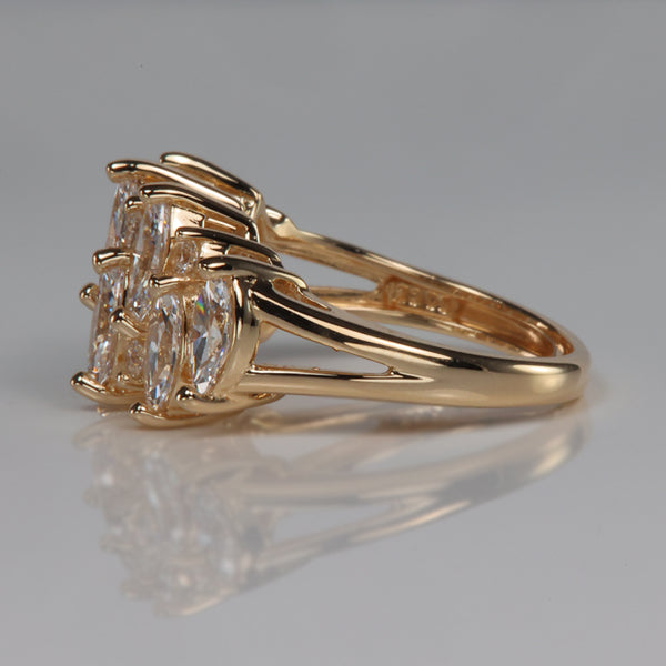 14K Yellow Gold Marquise And Round Cubic Zirconia Ring - Moriartys Gem Art