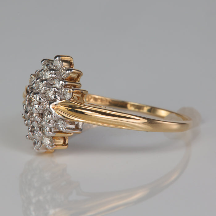 estate yellow gold diamond cluster ring