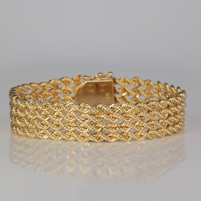yellow gold twisted rope link bracelet 