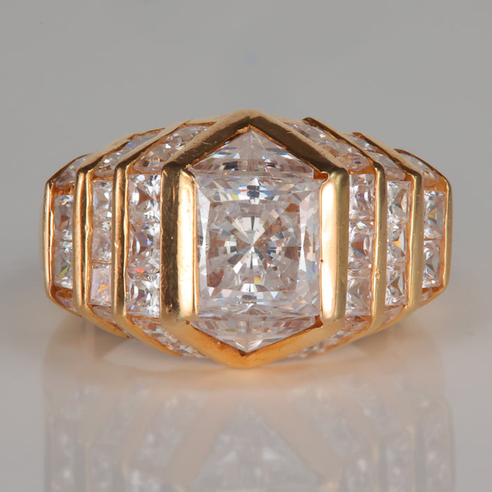 yellow gold and cz accented estate ring