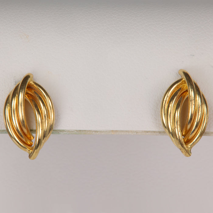 yellow gold tubular twist earrings