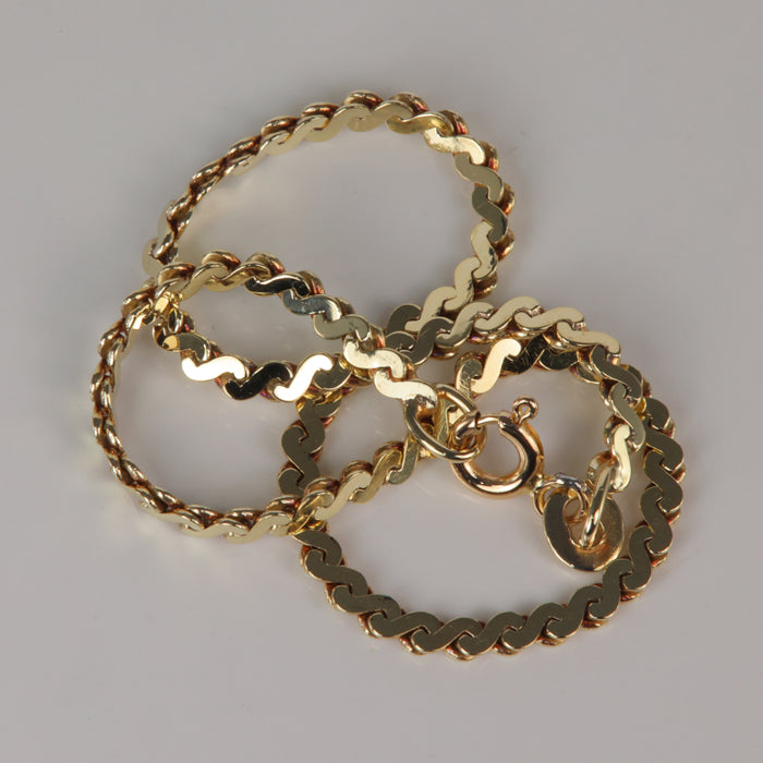 14K Yellow Gold Serpentine Link Bracelet 7