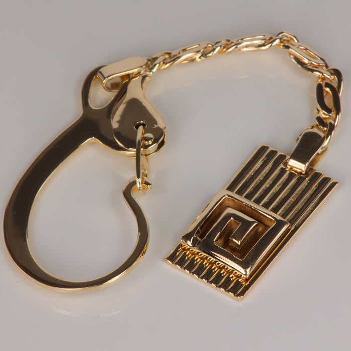 Yellow gold greek key estate keychain