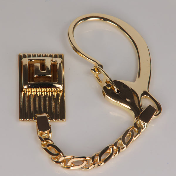 14K Yellow Gold Greek Key Keychain - Moriartys Gem Art