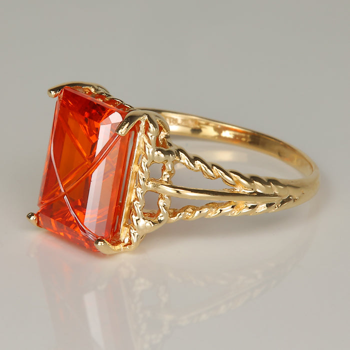 gold cz ring with fantasy cut