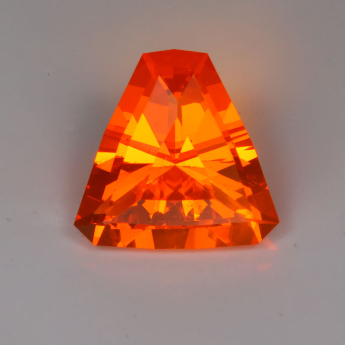 orange color fire opal gemstone tri angle cut 