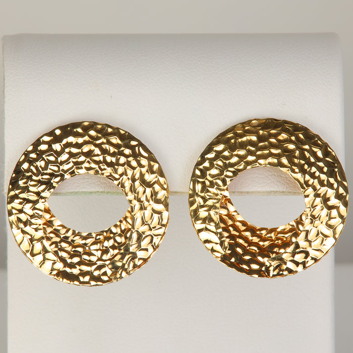 yellow gold hammered earrings 