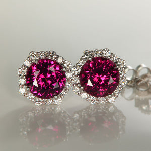 Umbalite Garnet Round Brilliant with diamonds Earrings