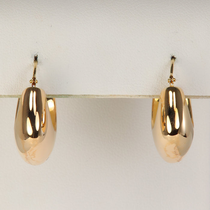 yellow gold earrings puffy hoops