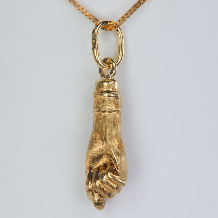 yellow gold figa fist pendant charm 