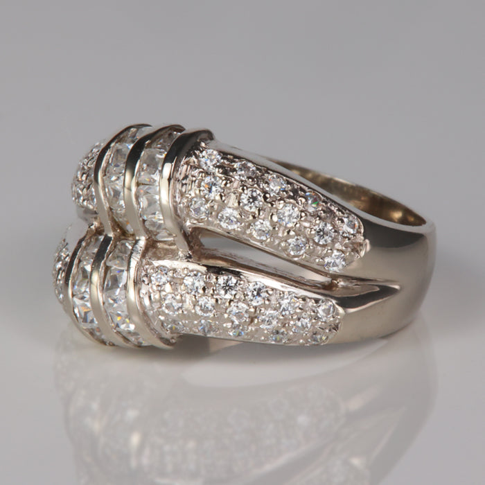cubic zirconia and white gold estate ring