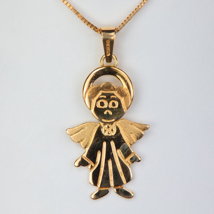 yellow gold angel pendant with wobbly head