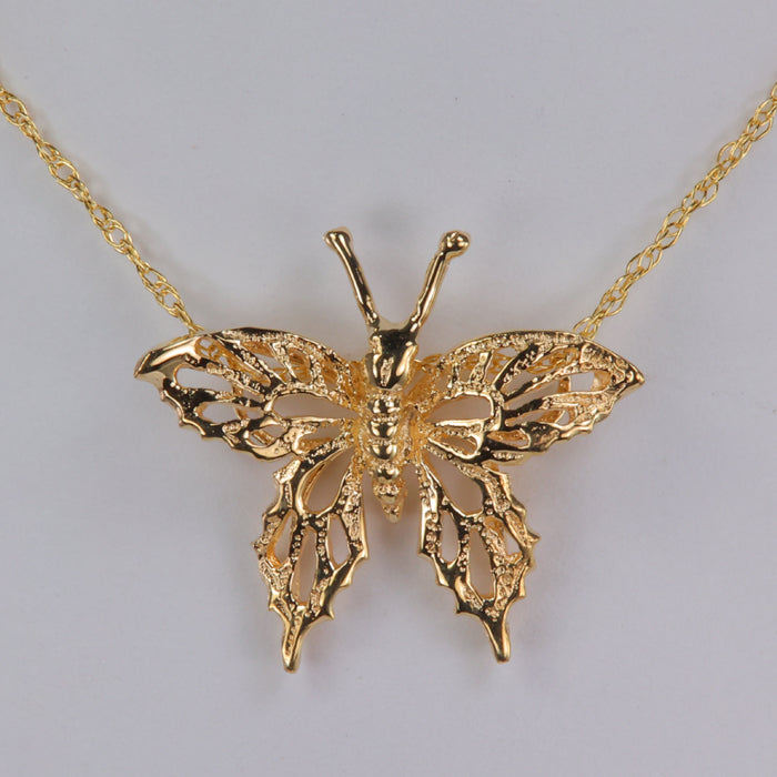 yellow gold estate butterfly necklace
