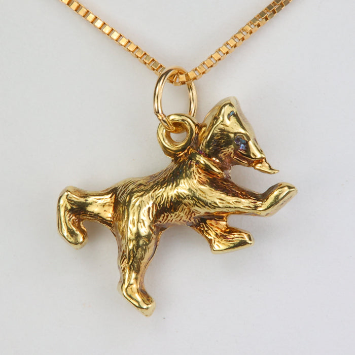 yellow gold estate pendant with circus bear