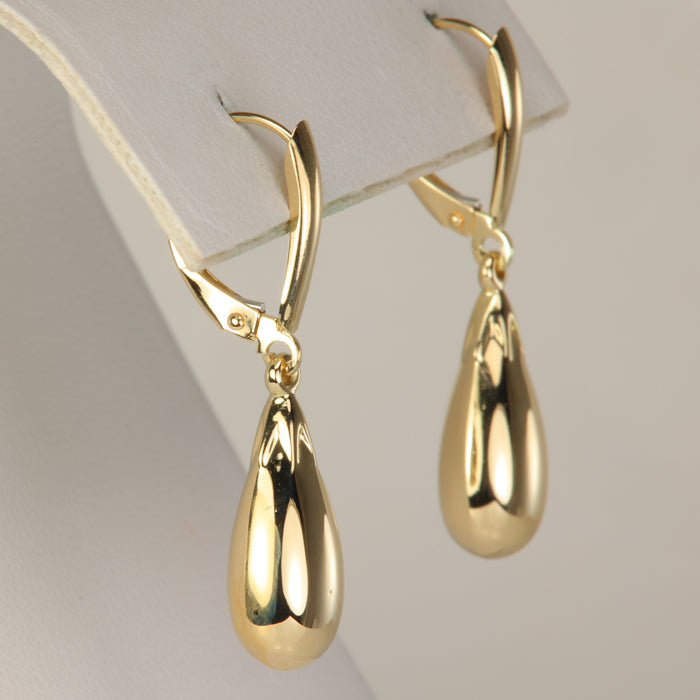 tear drop style yellow gold earrings
