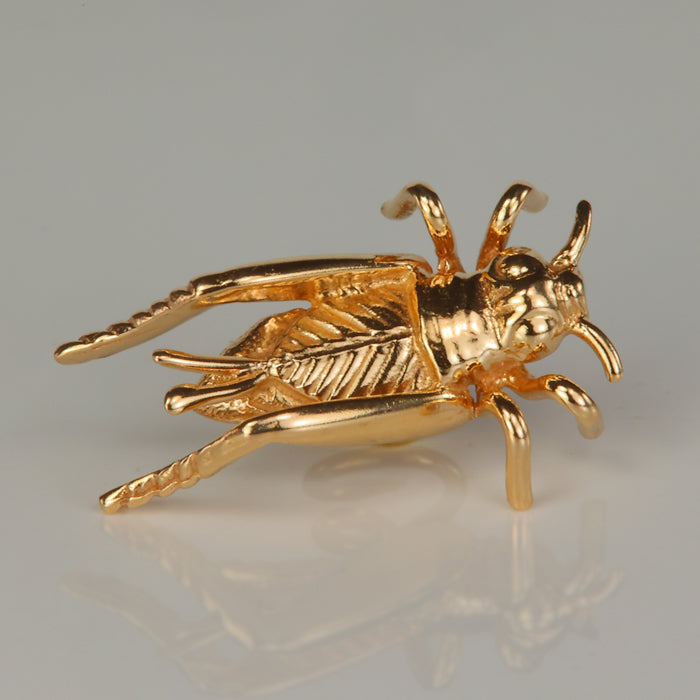gold grasshopper lapel pin