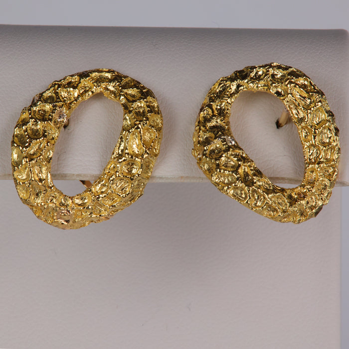 textured earrings gold with lever backs