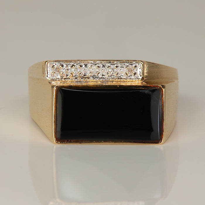 onyx and diamond gold gents ring
