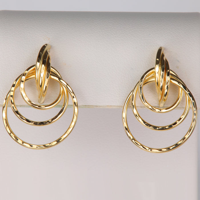 yellow gold estate spiral circle earrings