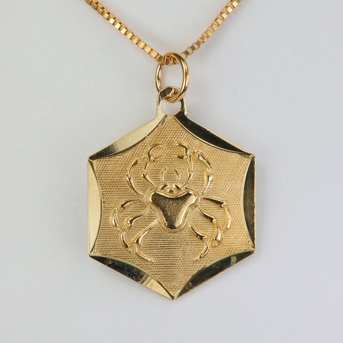 Yellow gold cancer crab pendant charm