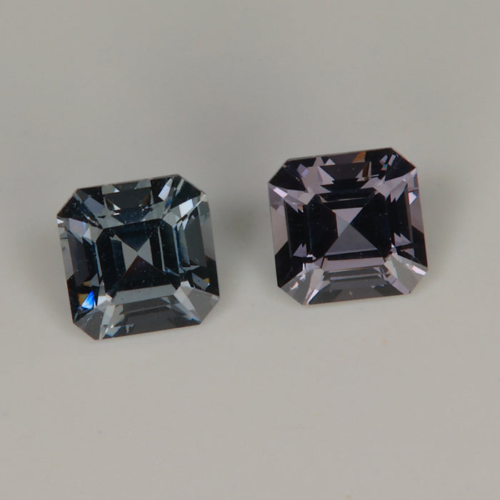 spinel gemstone pair asscher cut gray color 
