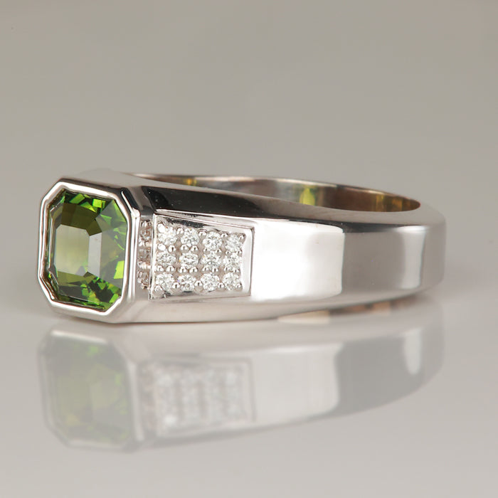 sapphire and diamond mens ring in white gold
