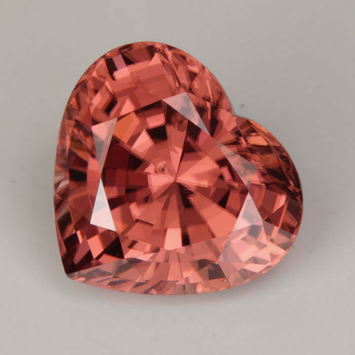 brown peach imperial zircon gemstone heart shaped