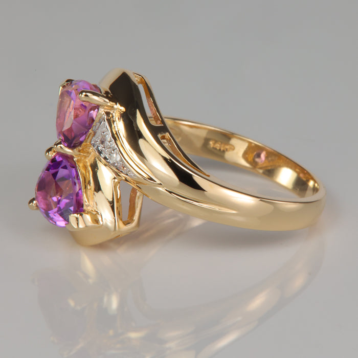 yellow gold amethyst and diamond ring