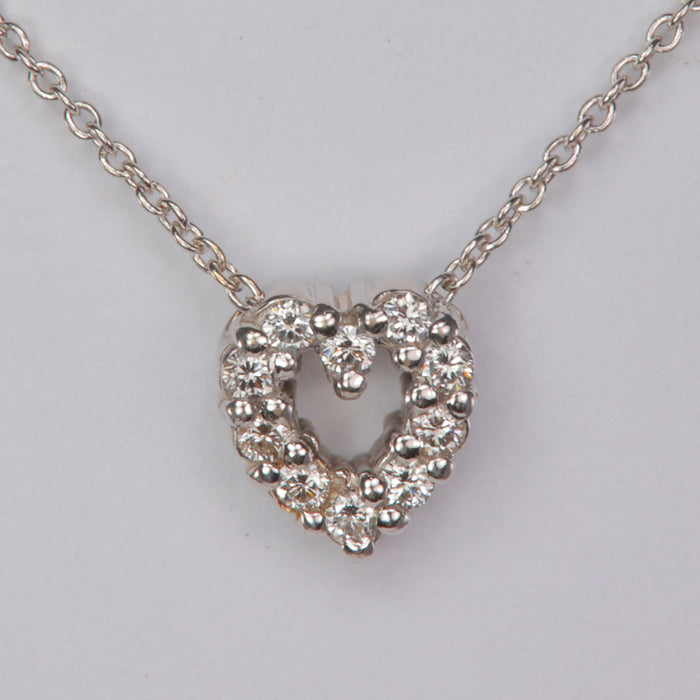 white gold cable link diamond heart necklace 