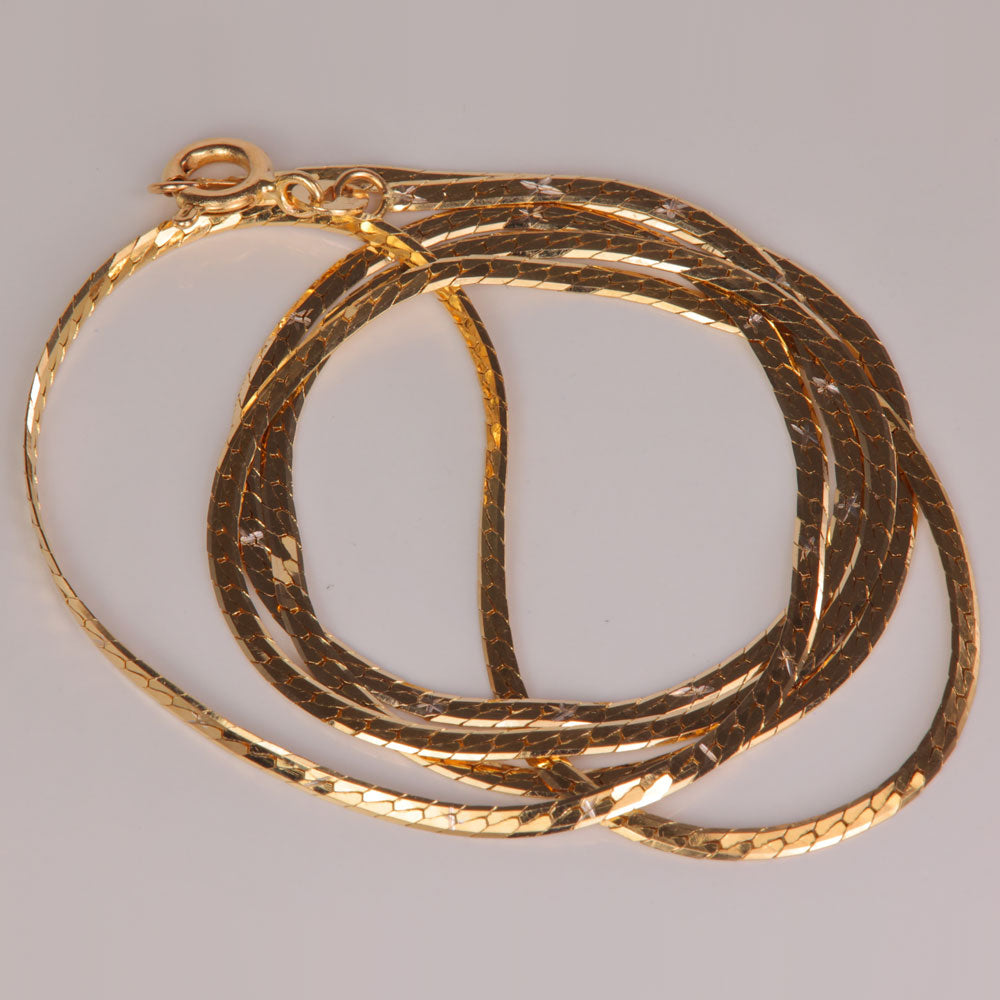 yellow gold estate chain herringbone link