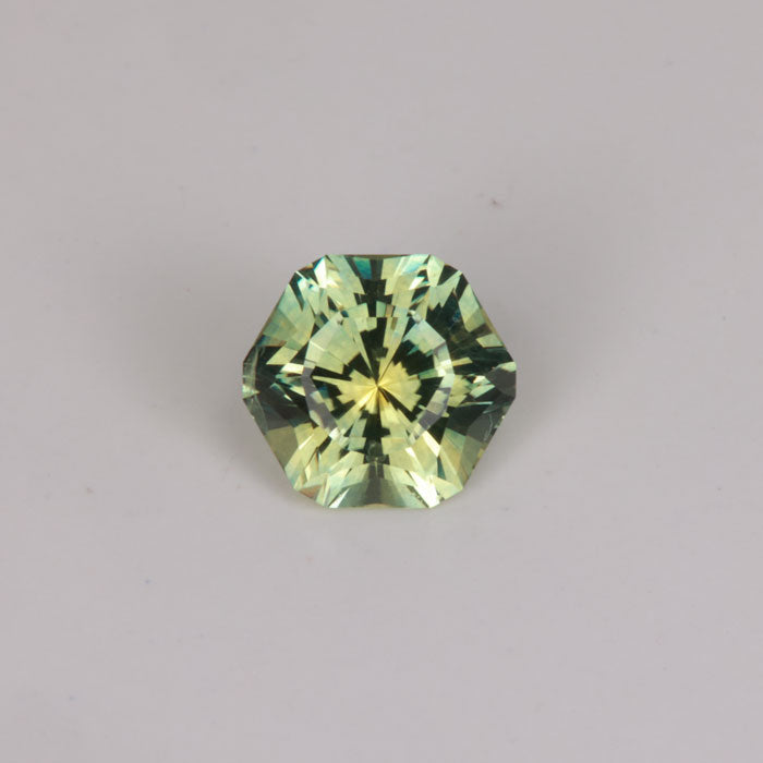 hexagonal cut montana green sapphire gemstone