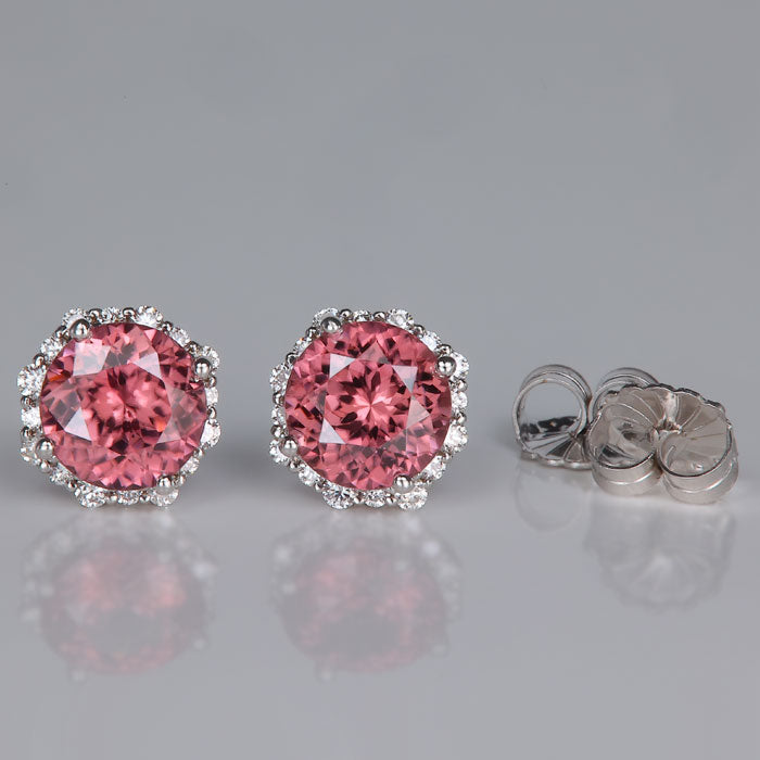 imperial zircon gemstone earrings with diamonds