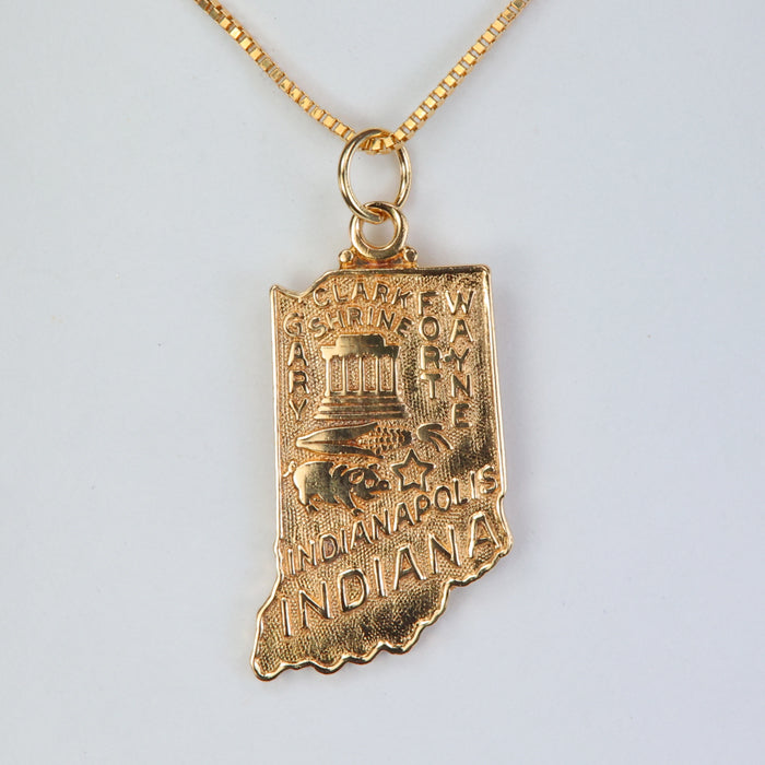 yellow gold indiana state pendant charm