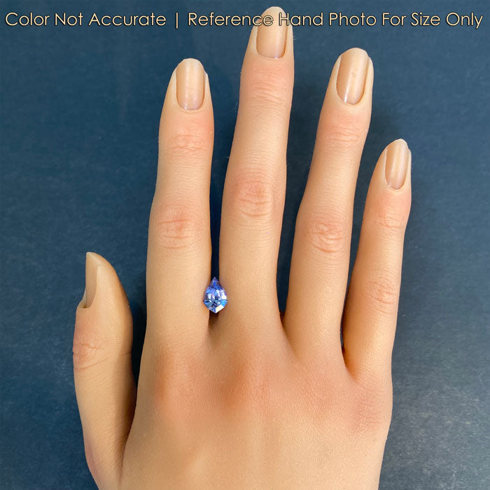stepped kite sapphire gem on hand light blue